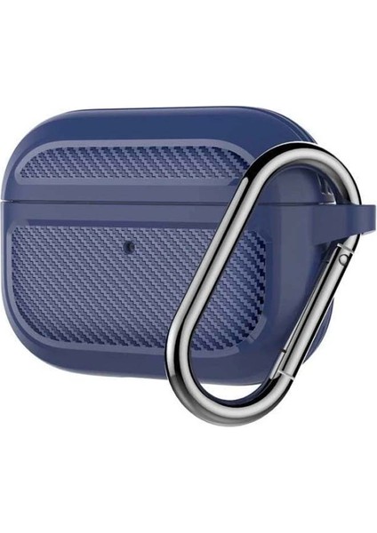 Karbon Fiber Airpods Pro Kulaklık Kancalı Silikon Koruma Kılıfı