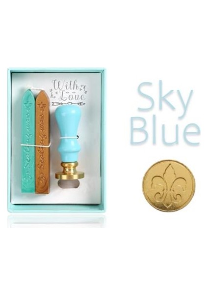 Mühür Mumu Seti Damga Diy Zarf Kurdele Davetiye Sky Blue