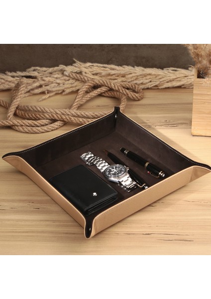Gerçek Deri Vale Tepsi Set Valet Tray Saat Saklama Kutusu Çoklu Rolex Kutusu Ofis Düzenleyici Ofis Organizer Watch Box Yatakbaşı Tepsisi fiyatları