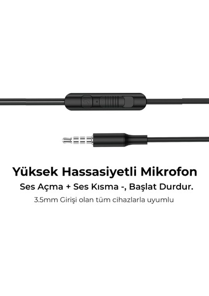 Xiaomi Redmi Note 9 Pro Uyumlu Kablolu Kulaklık 3,5 mm Jack Girişli