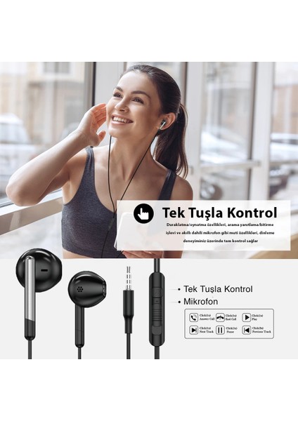 Xioami Redmi Note 10 5g Uyumlu Kablolu Kulaklık 3,5 mm Jack Girişli