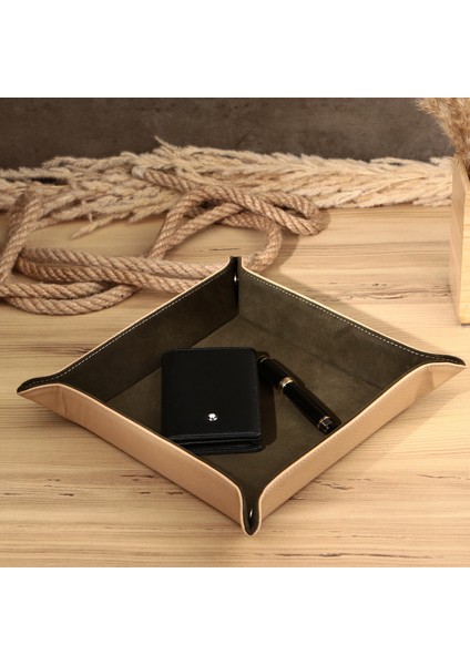 Gerçek Deri Vale Tepsi Set Valet Tray Saat Saklama Kutusu Çoklu Rolex Kutusu Ofis Düzenleyici Ofis Organizer Watch Box Yatakbaşı Tepsisi