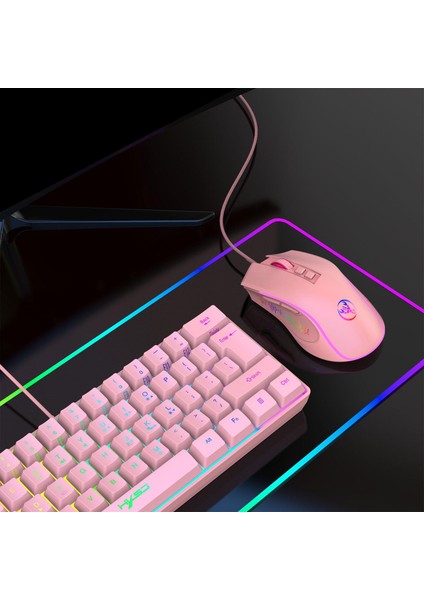 Bilgisayar Kablolu USB Mouse Oyun Mouse Light Up Rgb Optik Masaüstü Pc Pembe Için