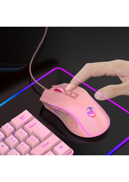 Bilgisayar Kablolu USB Mouse Oyun Mouse Light Up Rgb Optik Masaüstü Pc Pembe Için