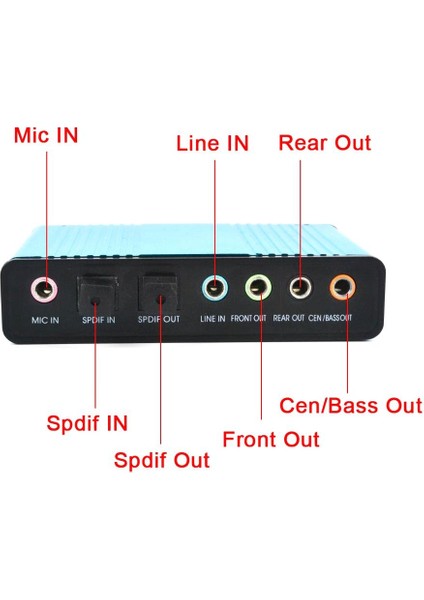 5.1 USB Ses Adaptörü S / Pdıf Dijital Sesli Harici Ses Kartı, Mavi (Yurt Dışından)