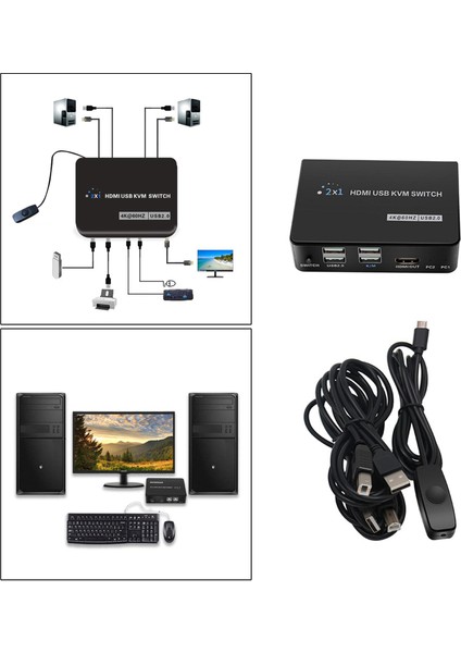 2 Pc Paylaşım Desteği Için HDMI Kvm Anahtarı Kutusu 4K @ 60Hz USB Switch Splitter (Yurt Dışından)