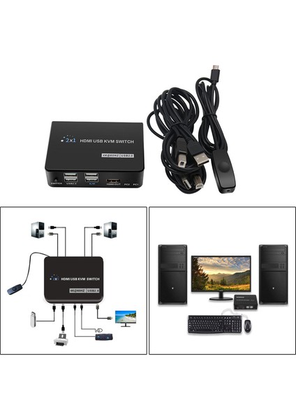 2 Pc Paylaşım Desteği Için HDMI Kvm Anahtarı Kutusu 4K @ 60Hz USB Switch Splitter (Yurt Dışından)