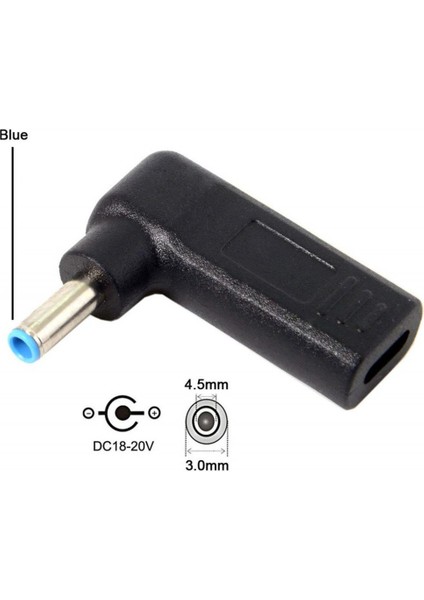 Tip-C Kadın 4,5 * 3.0mm Erkek 90 Derece Açı W / Pd Çip Dc Laptop Şarj (Yurt Dışından)