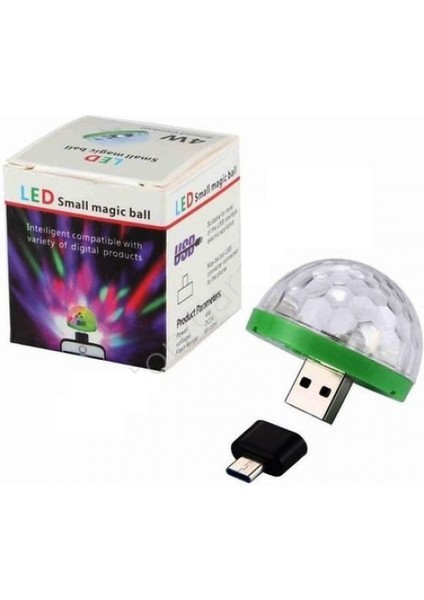 Micro Otg + Mini Sihirli Disko Topu 4W LED USB Küre