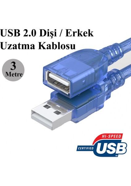 3 Metre 2.0 USB Uzatma Kablo Concord C-540