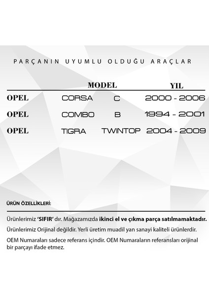 Alpha Auto Part Opel Corsa C,combo B,tigra Twintop Için El Fren Körüğü(Kırmızı)