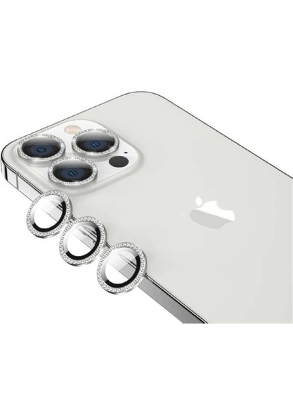 Apple iPhone 12 Pro Taşlı Kamera Lens Koruma Camı 3'lü