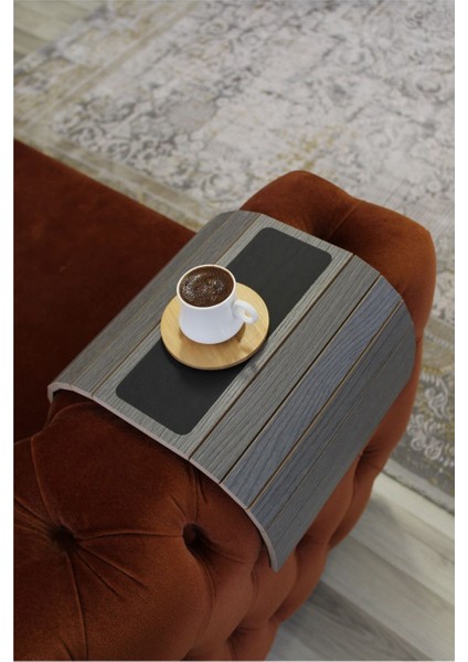 Deri Tabanlı Kolçak Sehpası Koltuk Kenarı Yan Sehpa