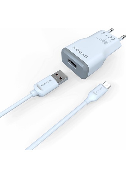 Eu-39-Casper Vıa G1 Plus Uyumlu Mikro USB Girişli 2.0 Amper Şarj Aleti+Kablo Şarj Cihazı - J15