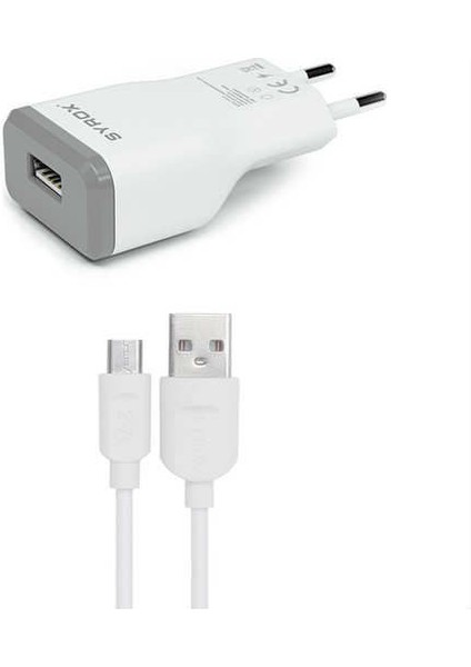 Eu-39-Casper Vıa G1 Plus Uyumlu Mikro USB Girişli 2.0 Amper Şarj Aleti+Kablo Şarj Cihazı - J15