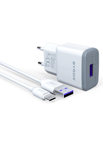 Eu-17-Oneplus 5t Uyumlu Type-C Girişli Hızlı Şarj Aleti Cihazı Adaptör+Kablo 2.0A Q22