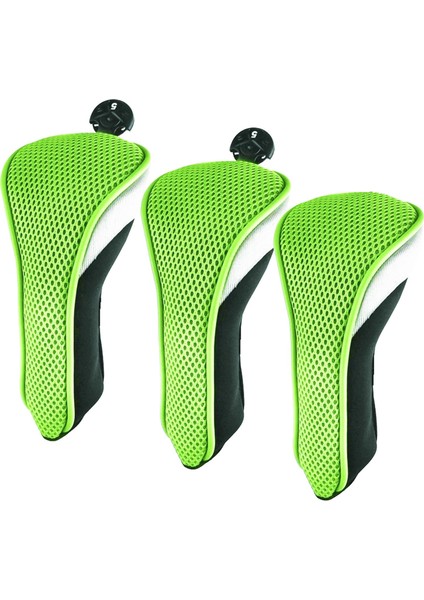 3 Adet Nefes Golf Kulübü Başkanı Kapakları 1 3 5 Headcovers Kollu Sayı Tags Yeşil