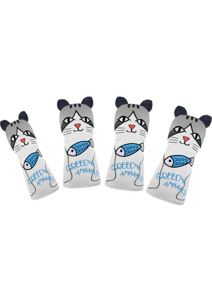 4 Su Geçirmez Golf Ahşap Kafa Kapak Hayvanları Set No. 1 3 5 Ut Sürücü Headcover Cat