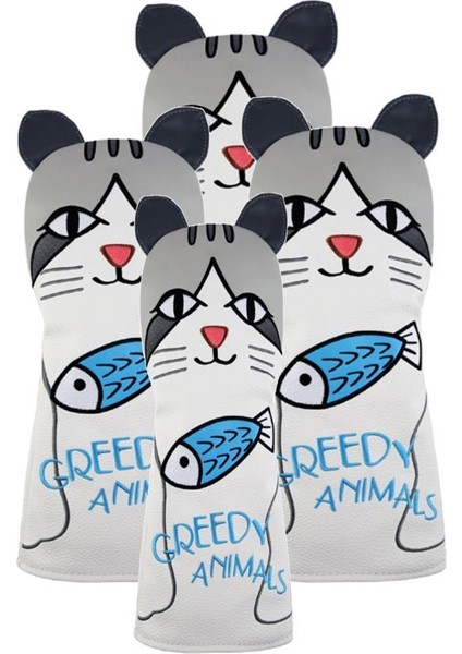 4 Su Geçirmez Golf Ahşap Kafa Kapak Hayvanları Set No. 1 3 5 Ut Sürücü Headcover Cat fiyatları