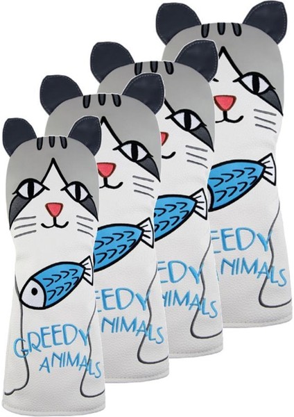 4 Su Geçirmez Golf Ahşap Kafa Kapak Hayvanları Set No. 1 3 5 Ut Sürücü Headcover Cat modelleri