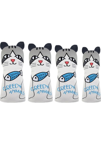 4 Su Geçirmez Golf Ahşap Kafa Kapak Hayvanları Set No. 1 3 5 Ut Sürücü Headcover Cat fırsatları