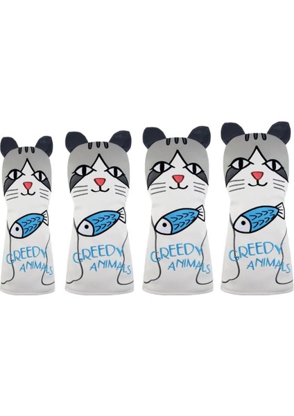 4 Su Geçirmez Golf Ahşap Kafa Kapak Hayvanları Set No. 1 3 5 Ut Sürücü Headcover Cat indirimleri