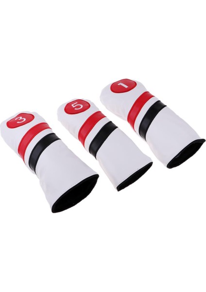 Dayanıklı Golf Sürücü Kafa Kapak Anti-Sıp No. 3 5 Fairway Woods Sürücü Headcovers 3 Adet Beyaz Set(Yurt Dışından)
