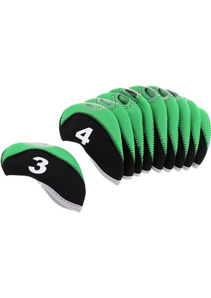 10 Adet / Paket Neopren Golf Kulübü Başkanı Kama Demir Koruyucu Demir Kapakları Siyah + Yeşil Kapakları fırsatları