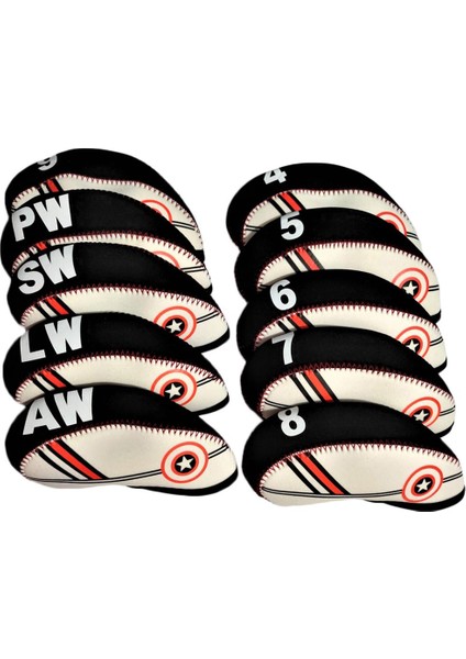10 Adet / Takım Neopren Golf Kulüpleri Ütüler Kafa Kapağı Seti 4,5,6,7,8,9, Aw, Sw, Pw, Lw fiyatları