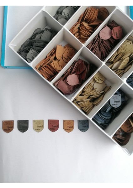 100'LÜ Flama Deri Örgü ve Hobi Handmade Etiketi (Karışık Renk)