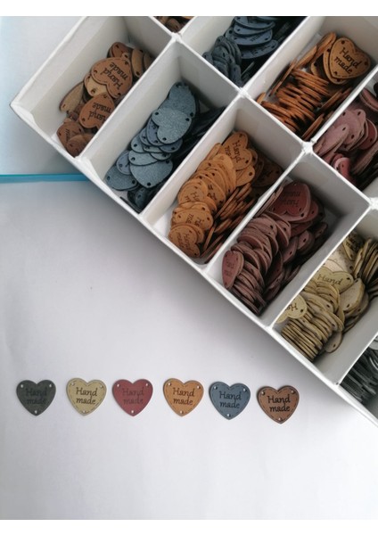 100'lü Kalp Deri Örgü ve Hobi Handmade Etiketi (Karışık Renk)