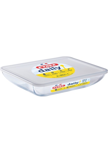 Pyrex dikdörtgen Fırın Kabı+Kapak 27X22X9CM