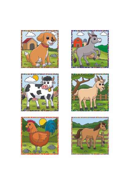 Çiftlik Hayvanları Manyetik Yapboz (9 Mıknatıslı Küp 6 Puzzle)