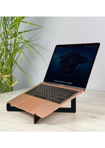 Gift Taşınabilir Siyah Ahşap Notebook Laptop Standı