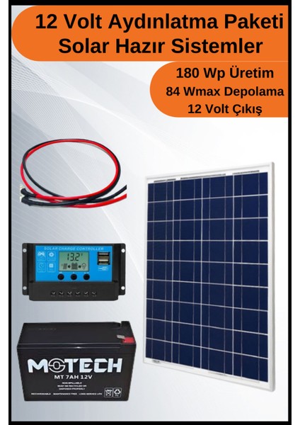 N&D Lighting Aydınlatma Short Solar Paket 12 VOLT-180WP