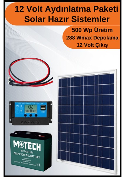 Aydınlatma Trenta Solar Paket 12 VOLT-500WP