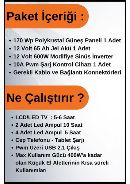 N&D Lighting Tv+Aydınlatma Grande Solar Paket 220 VOLT-1,35KWP