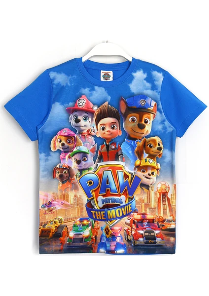 Erkek Çocuk Paw Patrol The Movie Baskılı T-Shirt Mavi