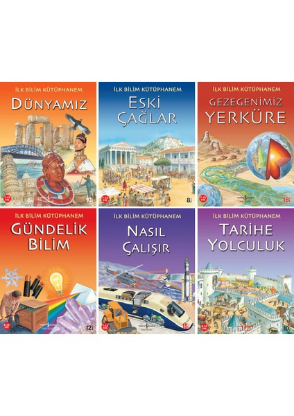 İlk Bilim Kütüphanem 6 Kitap Set 2 Dünyamız - Eski Çağlar - Gezegenimiz Yerküre - Gündelik Bilim - Nasıl Çalışır - Tarihe Yolculuk