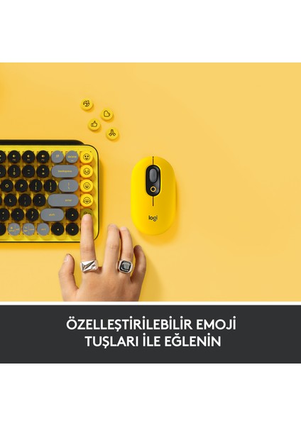 POP Keys Blast Özelleştirilebilir Emoji Tuşlu Mekanik Kablosuz Klavye - Sarı&Siyah