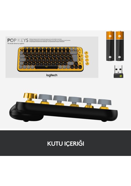 POP Keys Blast Özelleştirilebilir Emoji Tuşlu Mekanik Kablosuz Klavye - Sarı&Siyah