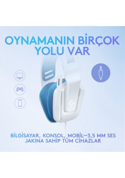 G G335 Kablolu Oyuncu Kulaklığı - Beyaz