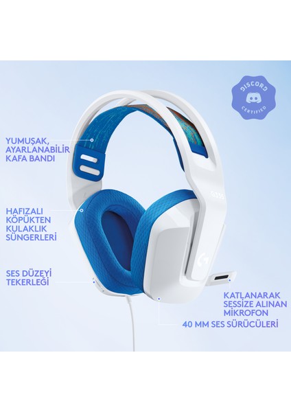 G G335 Kablolu Oyuncu Kulaklığı - Beyaz