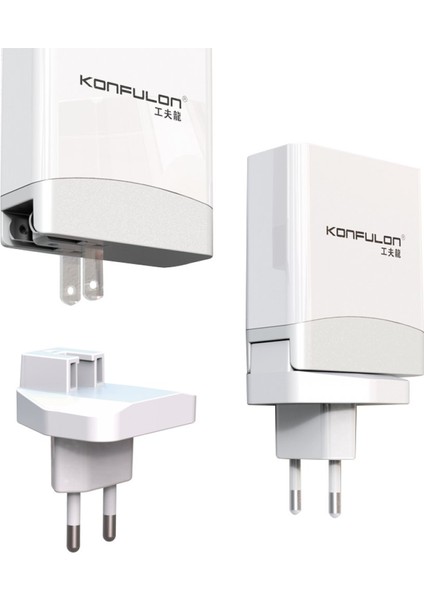 C56Q 2xusb Qc 3.0 ve 1xtype-C Pd 30W Seyahat Şarj Cihazı + Farklı Ülkelerin Fiş Seçenekleri