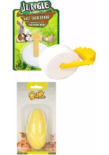 Jungle & Quik Kemirgen Yalama ve Kemirme Taşı Seti Kalsiyumlu Mısır Şekilli 100 gr Türkiye Malı