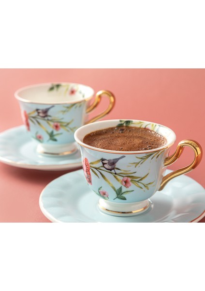 English Home Vanilla Porselen 2'li Kahve Fincan Takımı 90 ml Açık Mavi