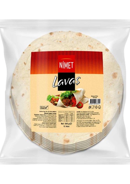 Lavaş Ekmek 12'li 840 gr