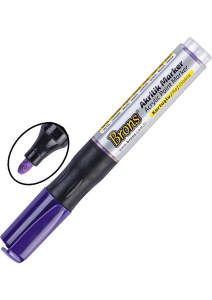 Akrilik Marker Yuvarlak Uç 1 Adet Brons Akrilik Markör Metal Seramik Ahşap Kumaş Tuval Cam Taş