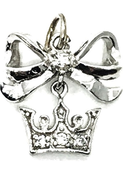 925 Ayar Gümüş Zirkon Taşlı Fiyonkda Taç Kolye Ucu