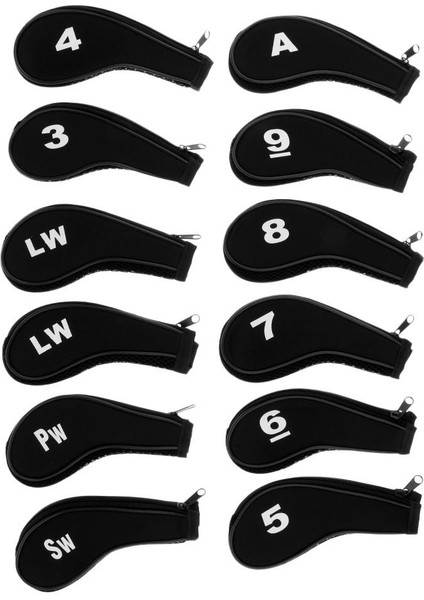 12 Adet Golf Seti Başkanı Neopren Kulübü Demir Headcover Golf Malzemeleri Siyah Kapakları fırsatları